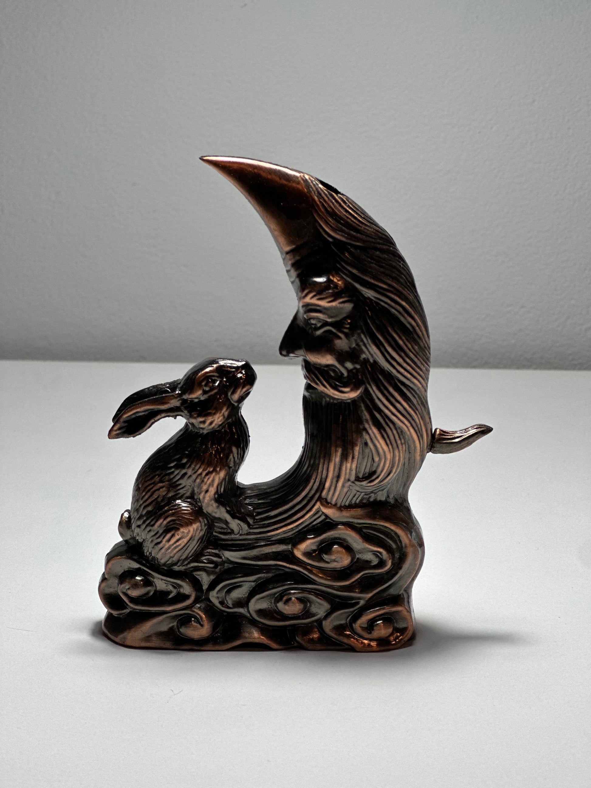 Unique Bronze Lighter with Rabbit and Crescent Moon Design - Limited Edition - SimsonStore