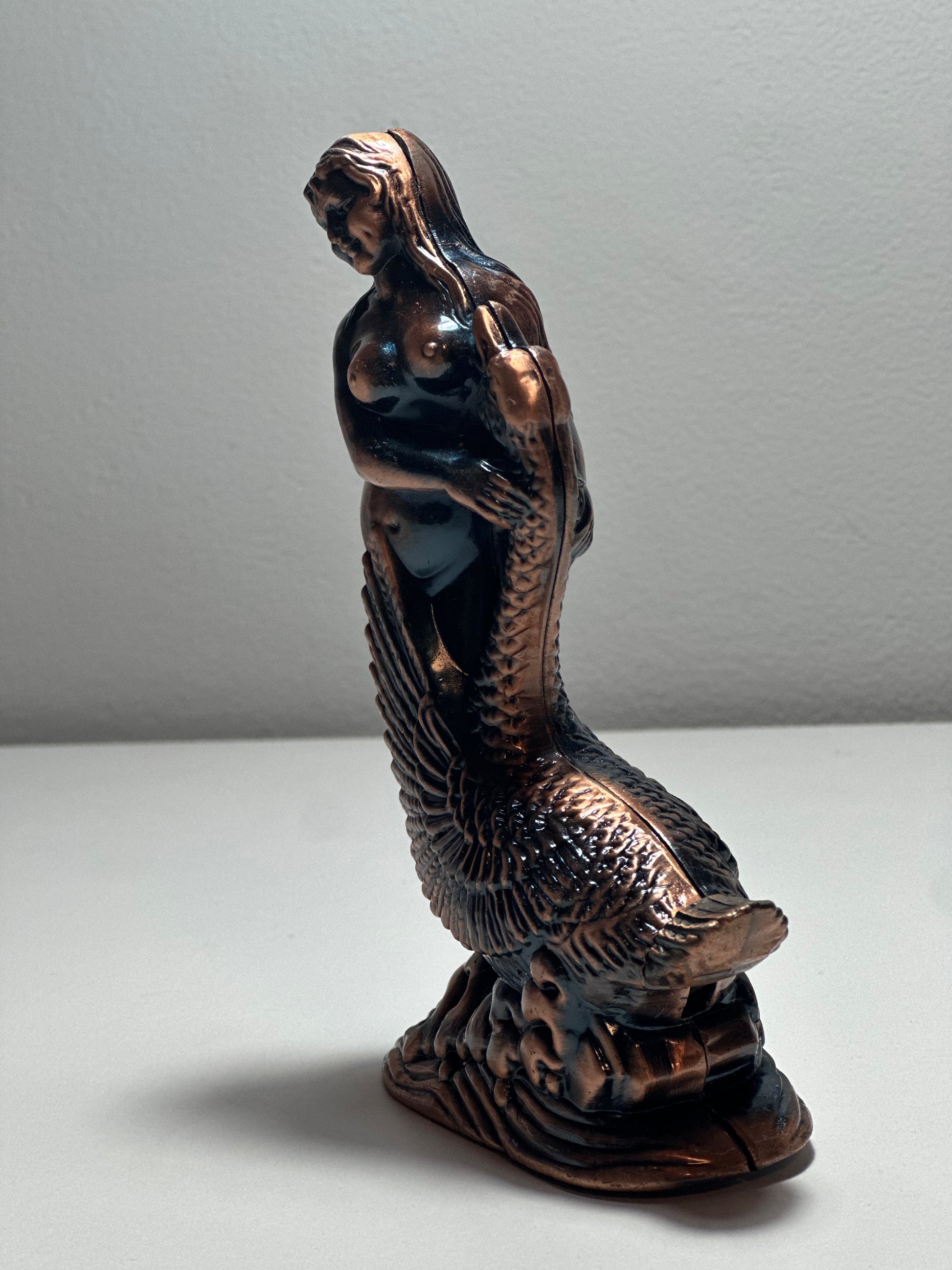 Unique Bronze Lighter Featuring a Woman Embracing a Swan - Limited Edition - SimsonStore