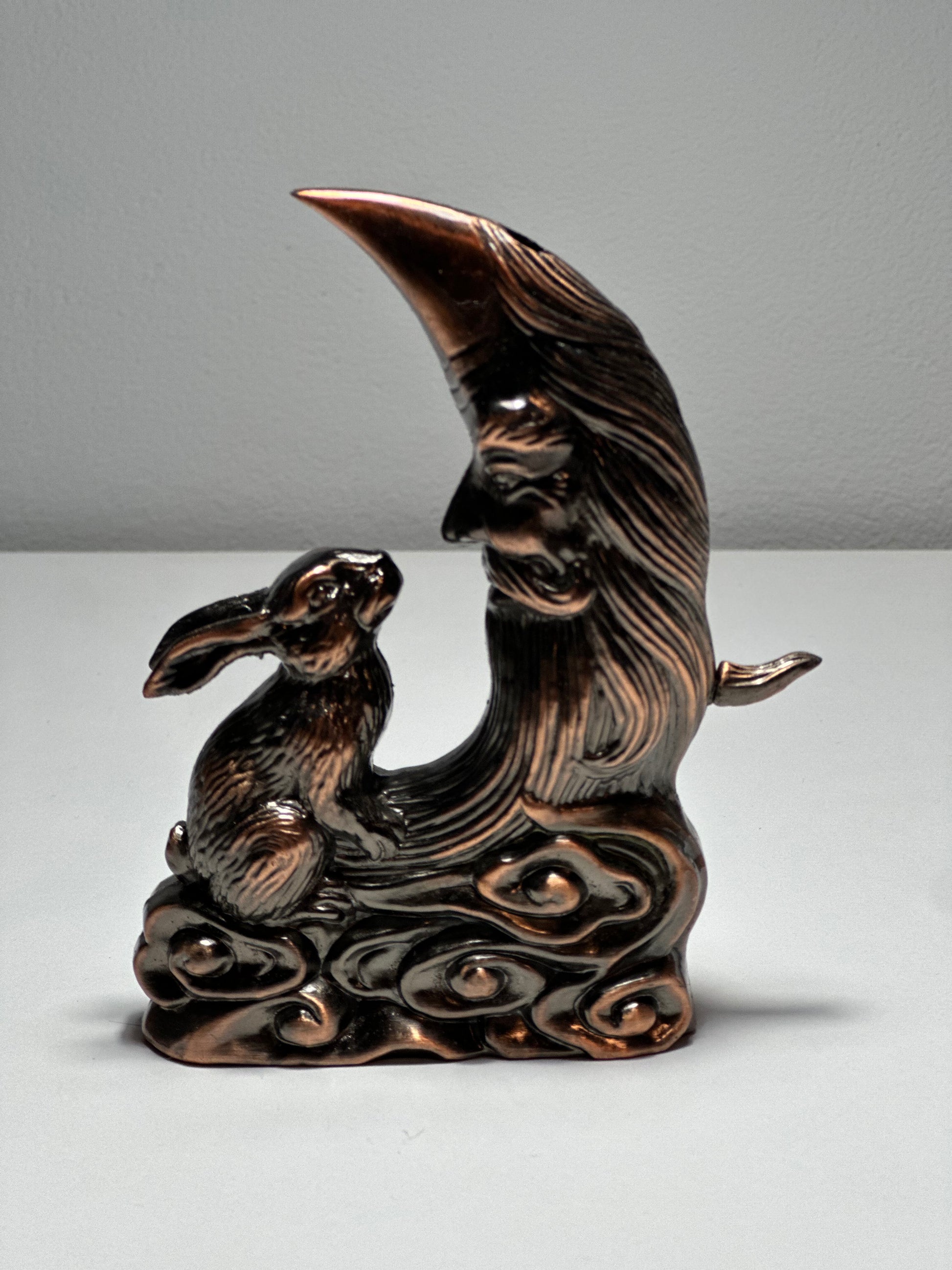 Unique Bronze Lighter with Rabbit and Crescent Moon Design - Limited Edition - SimsonStore