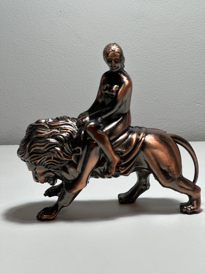 Unique Bronze Lighter with Woman Riding a Lion - Limited Edition - SimsonStore