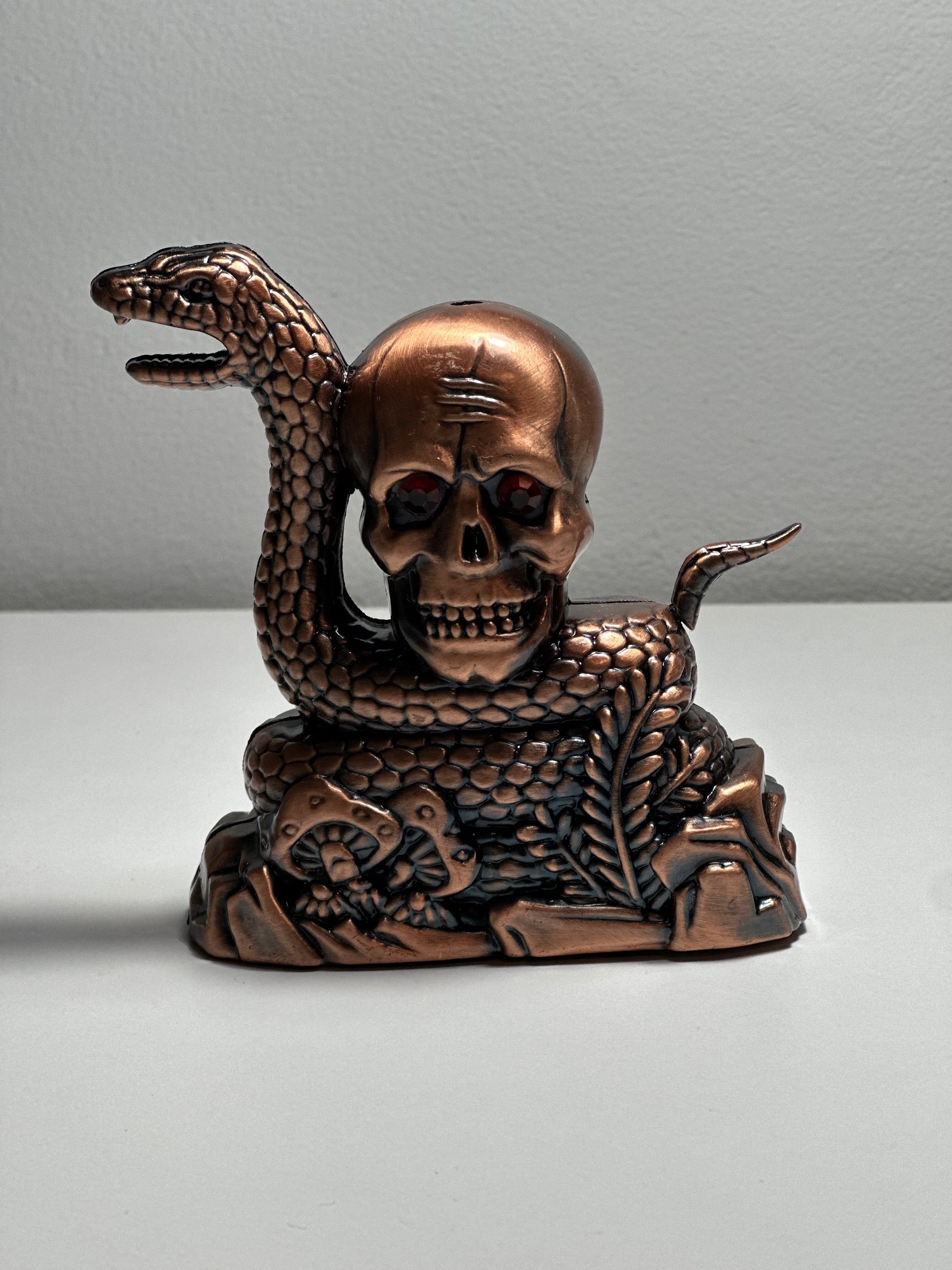 Unique Bronze Lighter with Snake and Skull Design - One-of-a-Kind Collectible - SimsonStore