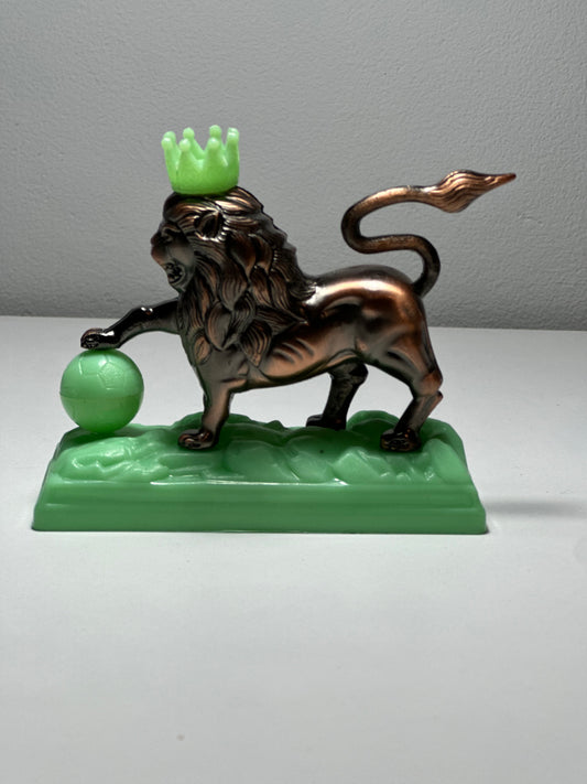 Unique Bronze Lighter with Lion Holding Ball - Crown and Fluorescent Elements - Limited Edition - SimsonStore